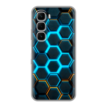 Силиконовый чехол на Infinix Hot 60i с принтом Неоновые соты