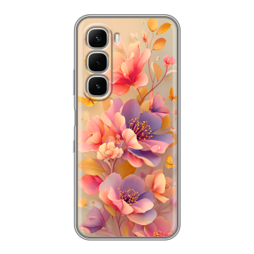 Силиконовый чехол на Infinix Hot 60i с принтом Цветы и бабочки