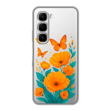Силиконовый чехол на Infinix Hot 60i с принтом цветы бабочки