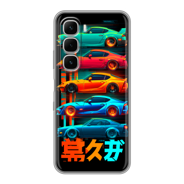 Силиконовый чехол на Infinix Hot 60i с принтом машины тачки
