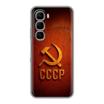Силиконовый чехол на Infinix Hot 60i с принтом Флаг Герб СССР