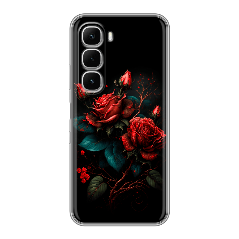 Силиконовый чехол на Infinix Hot 60i с принтом Розы красные Силиконовый чехол на Infinix Hot 60i с принтом Розы красные