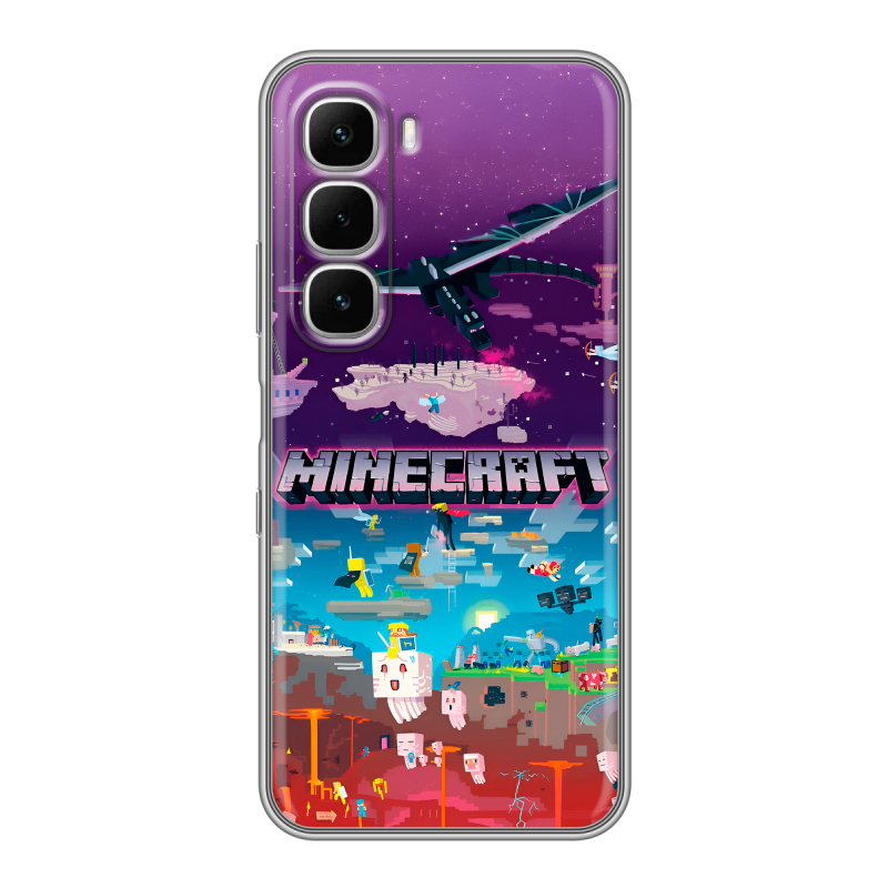 Силиконовый чехол на Infinix Hot 60i с принтом Майнкрафт Minecraft Силиконовый чехол на Infinix Hot 60i с принтом Майнкрафт Minecraft