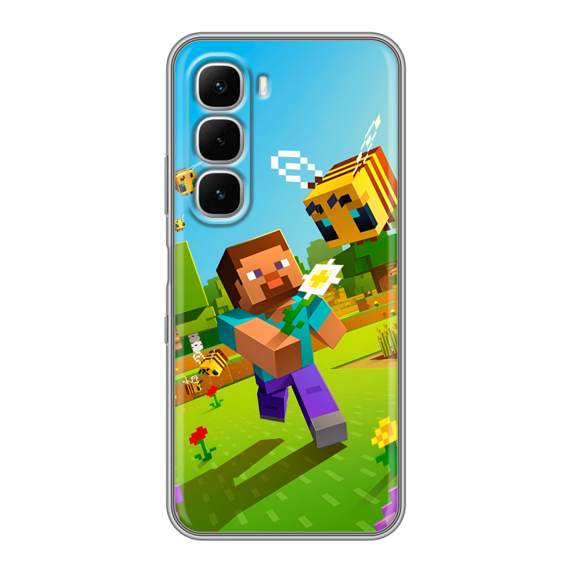 Силиконовый чехол на Infinix Hot 60i с принтом Майнкрафт Minecraft Силиконовый чехол на Infinix Hot 60i с принтом Майнкрафт Minecraft