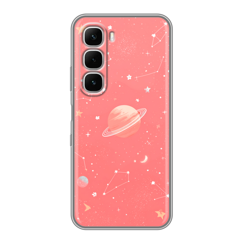 Силиконовый чехол на Infinix Hot 60i с принтом Розовый космос Силиконовый чехол на Infinix Hot 60i с принтом Розовый космос