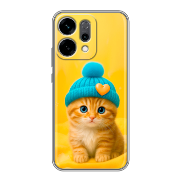 Силиконовый чехол на OPPO Reno14 5G с принтом Котенок в шапке