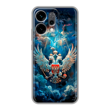 Силиконовый чехол на OPPO Reno14 5G с принтом Герб флаг России