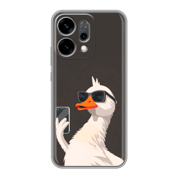 Силиконовый чехол на OPPO Reno14 5G с принтом утка в очках