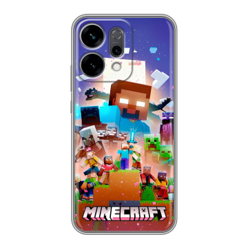 Силиконовый чехол на OPPO Reno14 5G с принтом Майнкрафт Minecraft