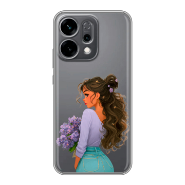 Силиконовый чехол на OPPO Reno14 5G с принтом девушка цветы Силиконовый чехол на OPPO Reno14 5G с принтом девушка цветы