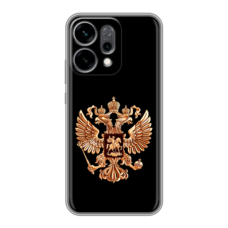 Силиконовый чехол на OPPO Reno14 5G с принтом Герб России золотой Силиконовый чехол на OPPO Reno14 5G с принтом Герб России золотой