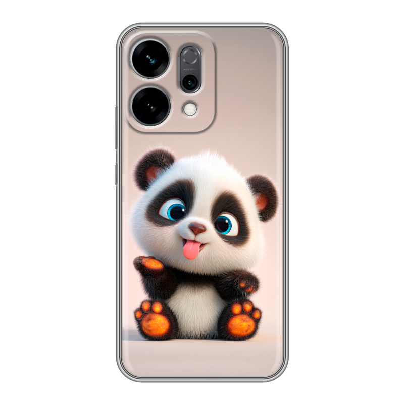 Силиконовый чехол на OPPO Reno14 5G с принтом милая панда Силиконовый чехол на OPPO Reno14 5G с принтом милая панда