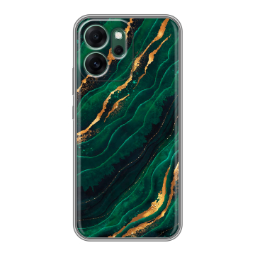 Силиконовый чехол на OPPO Reno14 F с принтом Мрамор зеленое золото Силиконовый чехол на OPPO Reno14 F с принтом Мрамор зеленое золото