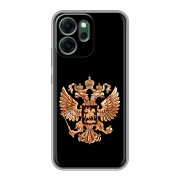 Силиконовый чехол на OPPO Reno14 FS 5G с принтом Герб России золотой