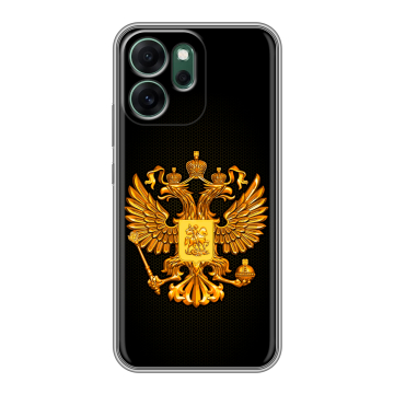 Силиконовый чехол на OPPO Reno14 FS 5G с принтом Герб России желтый Силиконовый чехол на OPPO Reno14 FS 5G с принтом Герб России желтый