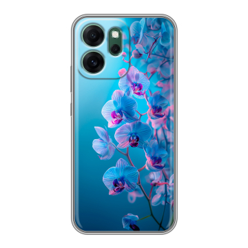 Силиконовый чехол на OPPO Reno14 FS 5G с принтом голубые орхидеи