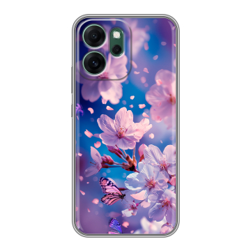 Силиконовый чехол на OPPO Reno14 FS 5G с принтом цветы бабочки Силиконовый чехол на OPPO Reno14 FS 5G с принтом цветы бабочки