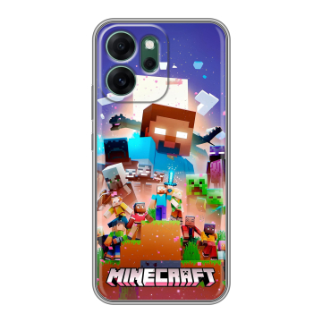 Силиконовый чехол на OPPO Reno14 FS 5G с принтом Майнкрафт Minecraft