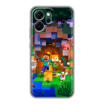 Силиконовый чехол на OPPO Reno14 FS 5G с принтом Майнкрафт Minecraft