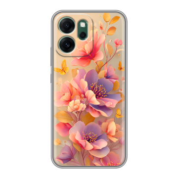 Силиконовый чехол на OPPO Reno14 FS 5G с принтом Цветы и бабочки