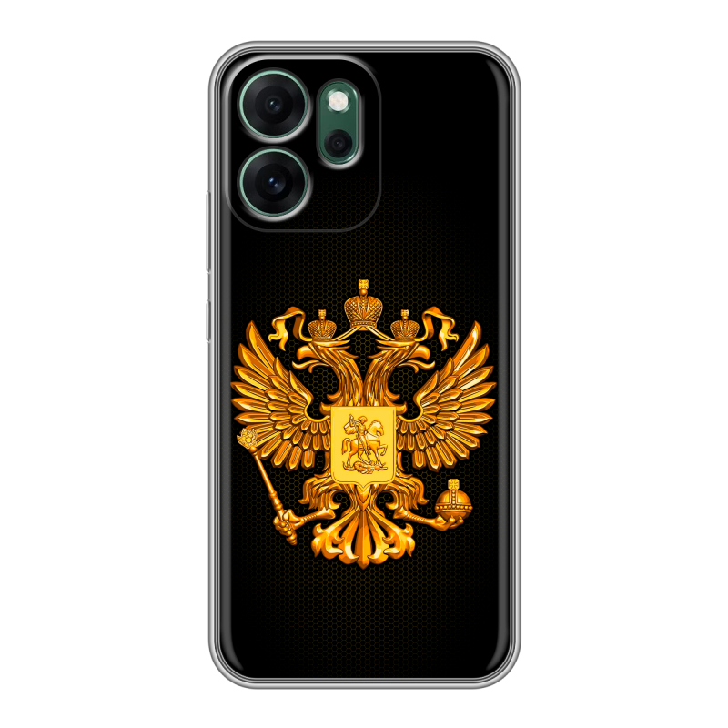 Силиконовый чехол на OPPO Reno14 FS 5G с принтом Герб России желтый Силиконовый чехол на OPPO Reno14 FS 5G с принтом Герб России желтый