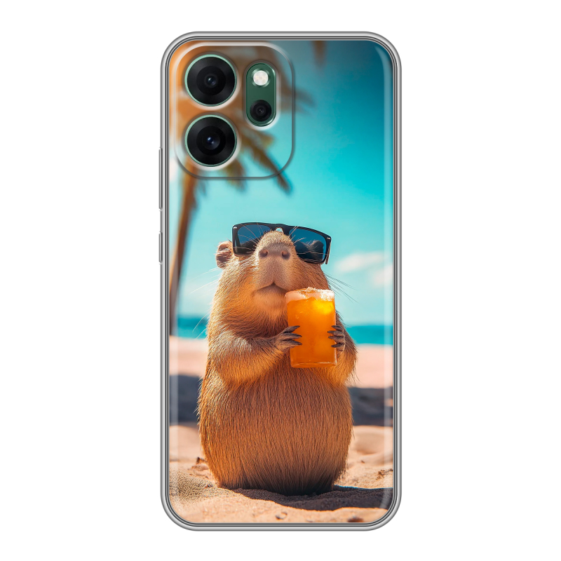 Силиконовый чехол на OPPO Reno14 FS 5G с принтом Капибара Силиконовый чехол на OPPO Reno14 FS 5G с принтом Капибара