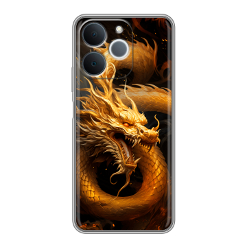 Силиконовый чехол на Realme Note 70 с принтом Золотой дракон Силиконовый чехол на Realme Note 70 с принтом Золотой дракон