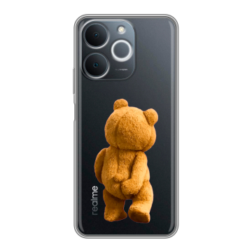 Силиконовый чехол на Realme Note 70 с принтом Медведь
