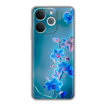 Силиконовый чехол на Realme Note 70 с принтом Голубые цветы