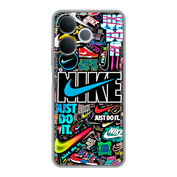 Силиконовый чехол на Realme Note 70 с принтом найк nike черный Силиконовый чехол на Realme Note 70 с принтом найк nike черный