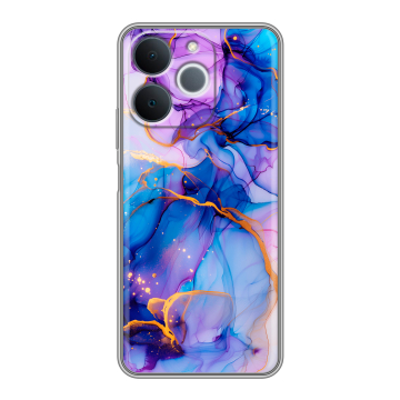 Силиконовый чехол на Realme Note 70 с принтом синий мрамор