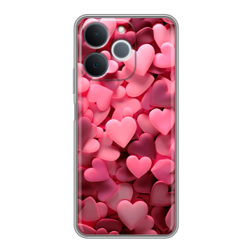 Силиконовый чехол на Realme Note 70 с принтом розовые сердечки Силиконовый чехол на Realme Note 70 с принтом розовые сердечки