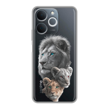 Силиконовый чехол на Realme Note 70 с принтом Львы Силиконовый чехол на Realme Note 70 с принтом Львы