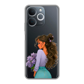 Силиконовый чехол на Realme Note 70 с принтом девушка цветы Силиконовый чехол на Realme Note 70 с принтом девушка цветы