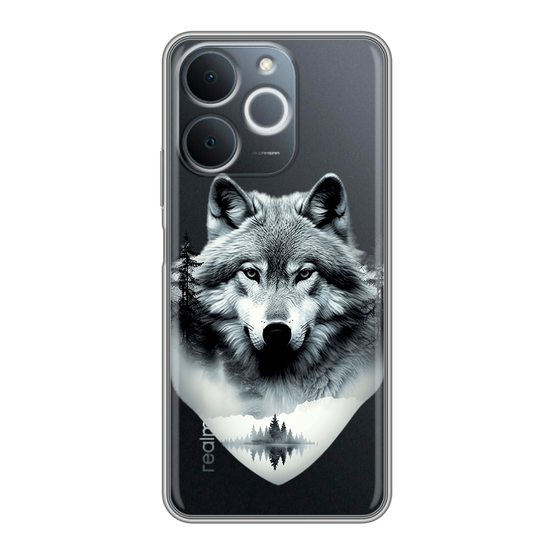 Силиконовый чехол на Realme Note 70 с принтом Волк в лесу Силиконовый чехол на Realme Note 70 с принтом Волк в лесу