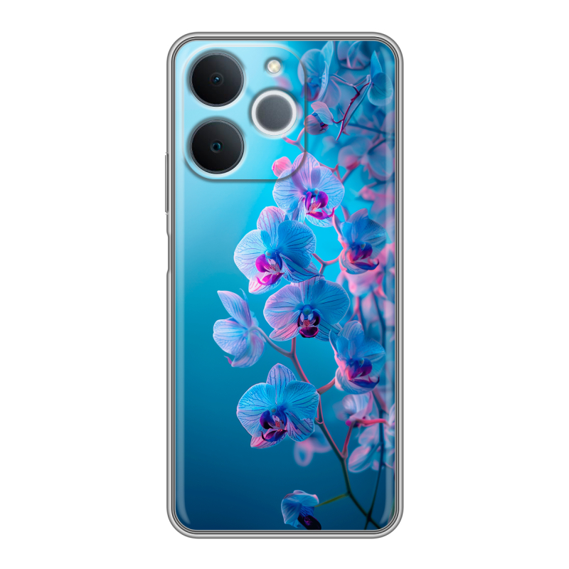 Силиконовый чехол на Realme Note 70 с принтом голубые орхидеи Силиконовый чехол на Realme Note 70 с принтом голубые орхидеи