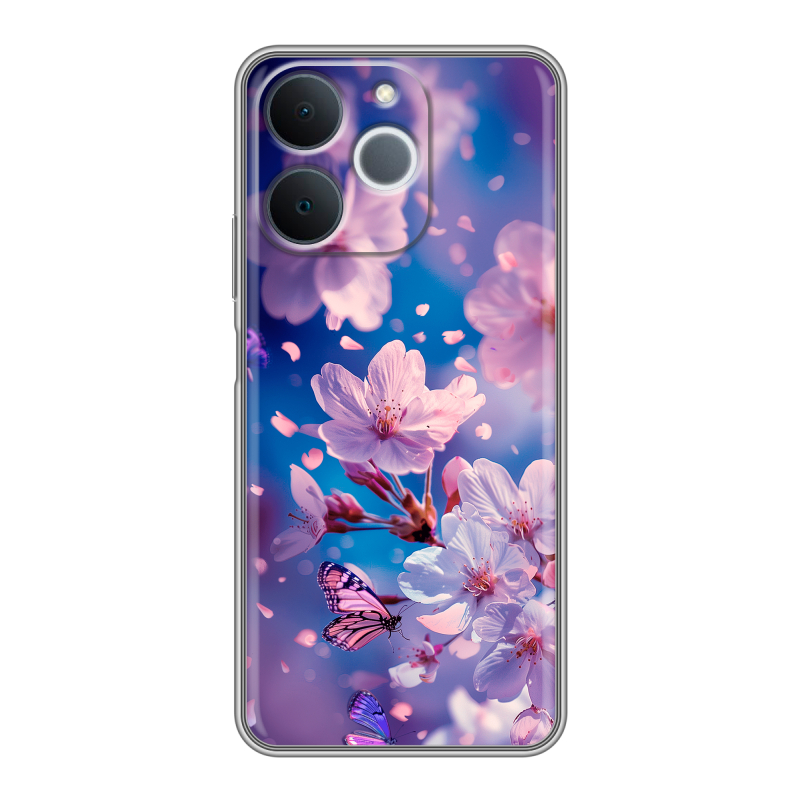 Силиконовый чехол на Realme Note 70 с принтом цветы бабочки Силиконовый чехол на Realme Note 70 с принтом цветы бабочки