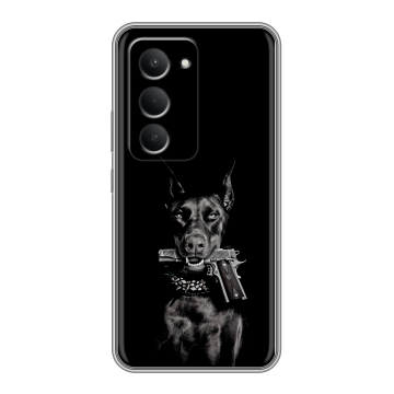 Силиконовый чехол на Redmi 15 с принтом Доберман и пистолет Силиконовый чехол на Redmi 15 с принтом Доберман и пистолет