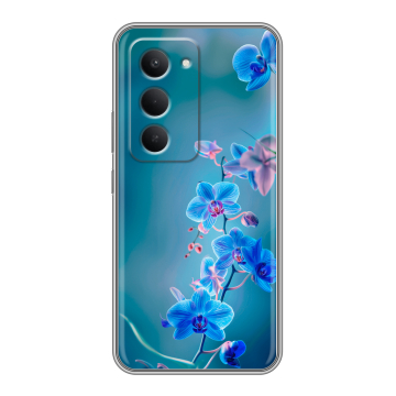 Силиконовый чехол на Redmi 15 с принтом Голубые цветы Силиконовый чехол на Redmi 15 с принтом Голубые цветы