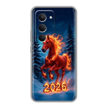 Силиконовый чехол на Redmi 15 с принтом Новый год коня
