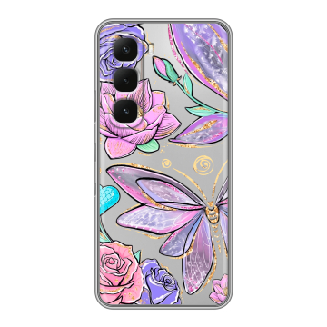 Силиконовый чехол на Infinix Hot 60 Pro с принтом Бабочки и цветы Силиконовый чехол на Infinix Hot 60 Pro с принтом Бабочки и цветы