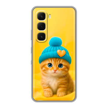 Силиконовый чехол на Infinix Hot 60 Pro с принтом Котенок в шапке Силиконовый чехол на Infinix Hot 60 Pro с принтом Котенок в шапке