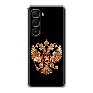 Силиконовый чехол на Infinix Hot 60 Pro с принтом Герб России золотой