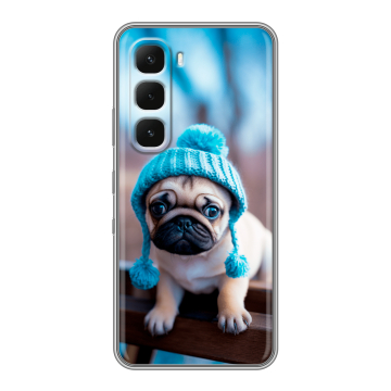 Силиконовый чехол на Infinix Hot 60 Pro с принтом Мопс в шапке Силиконовый чехол на Infinix Hot 60 Pro с принтом Мопс в шапке