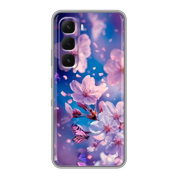 Силиконовый чехол на Infinix Hot 60 Pro с принтом цветы бабочки Силиконовый чехол на Infinix Hot 60 Pro с принтом цветы бабочки