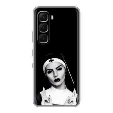 Силиконовый чехол на Infinix Hot 60 Pro с принтом монашка Силиконовый чехол на Infinix Hot 60 Pro с принтом монашка