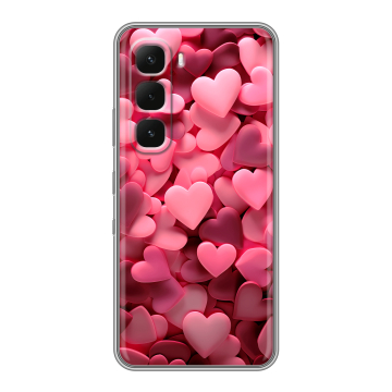 Силиконовый чехол на Infinix Hot 60 Pro с принтом розовые сердечки Силиконовый чехол на Infinix Hot 60 Pro с принтом розовые сердечки