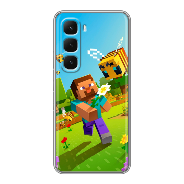 Силиконовый чехол на Infinix Hot 60 Pro с принтом Майнкрафт Minecraft Силиконовый чехол на Infinix Hot 60 Pro с принтом Майнкрафт Minecraft