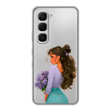 Силиконовый чехол на Infinix Hot 60 Pro с принтом девушка цветы