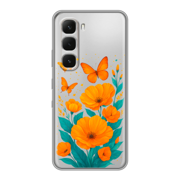 Силиконовый чехол на Infinix Hot 60 Pro с принтом цветы бабочки